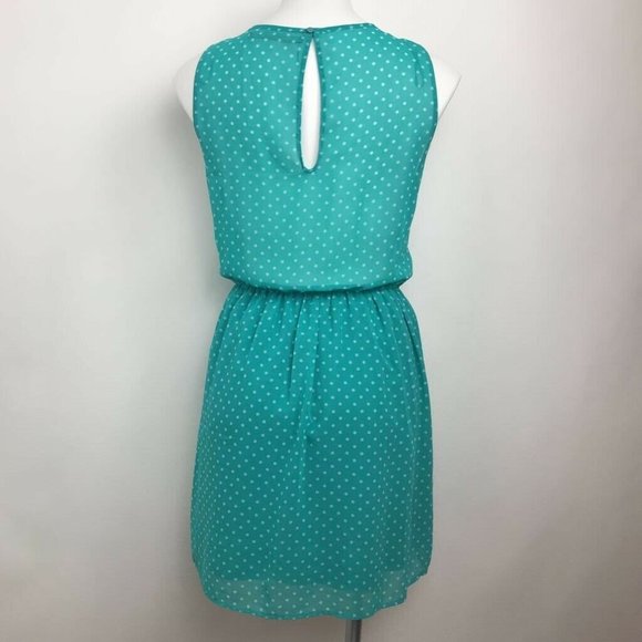 Zara Trafaluc Blouson Dress Blue Polka Dot Sz M - Picture 4 of 8